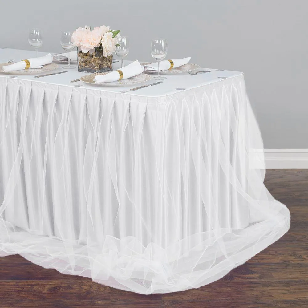 17 ft. Two Tone Tulle Chiffon Table Skirt (7 Colors)
