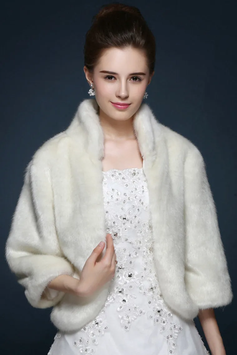 3/4 Length Sleeve Wedding Wraps Coats/Jackets Faux Fur