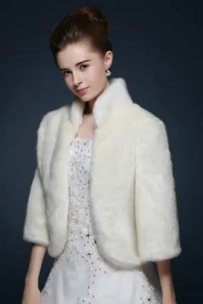 3/4 Length Sleeve Wedding Wraps Coats/Jackets Faux Fur