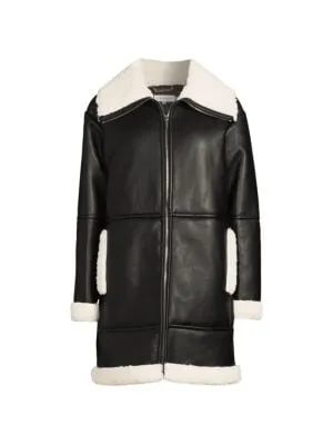 Calvin Klein
                                                                         Faux Leather & Faux Fur Moto Coat