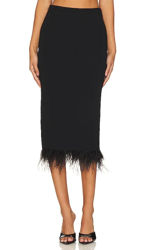 Central Park West Sylvie Marabou Sweep Skirt in Black