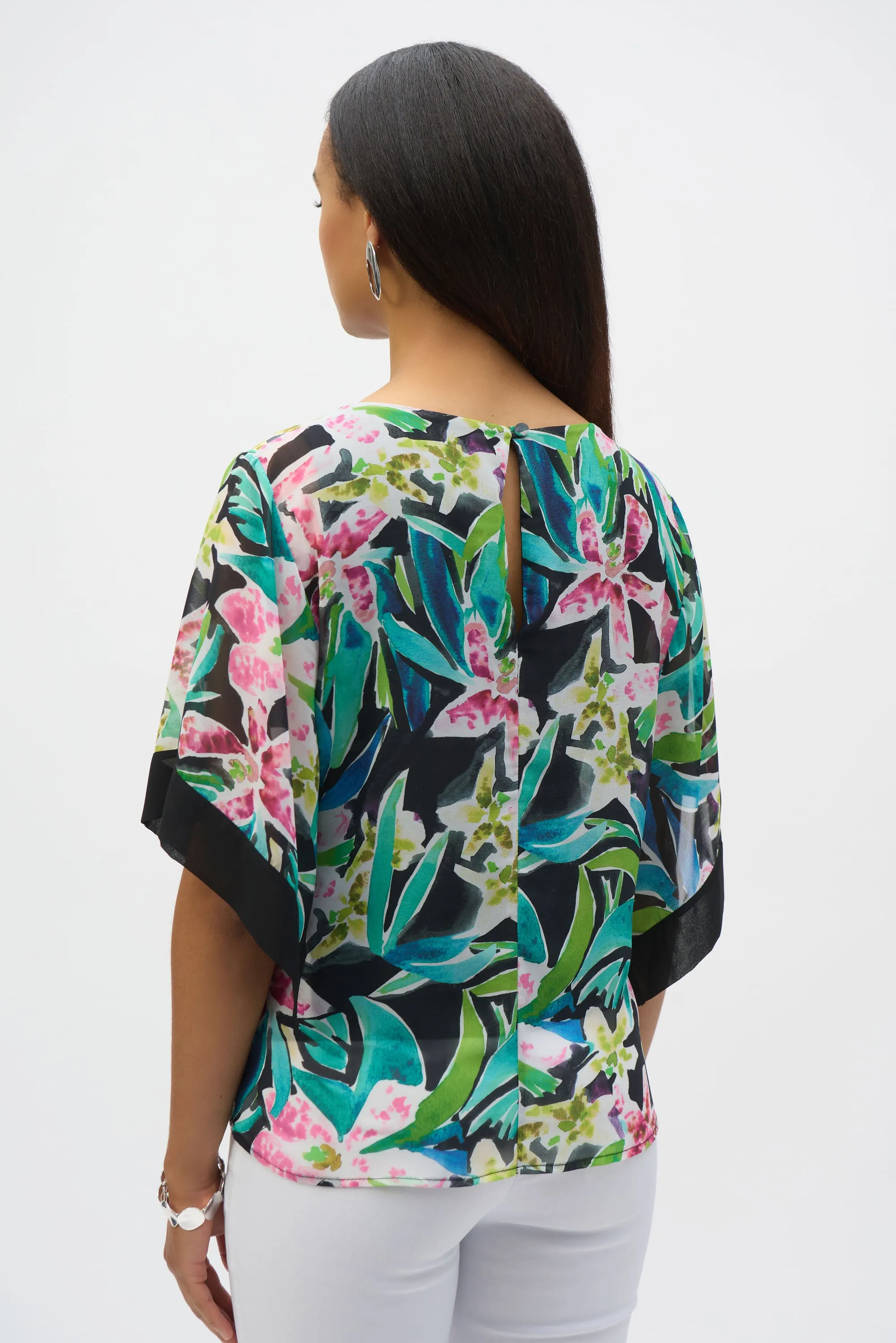 Chiffon Tropical Print Straight Top