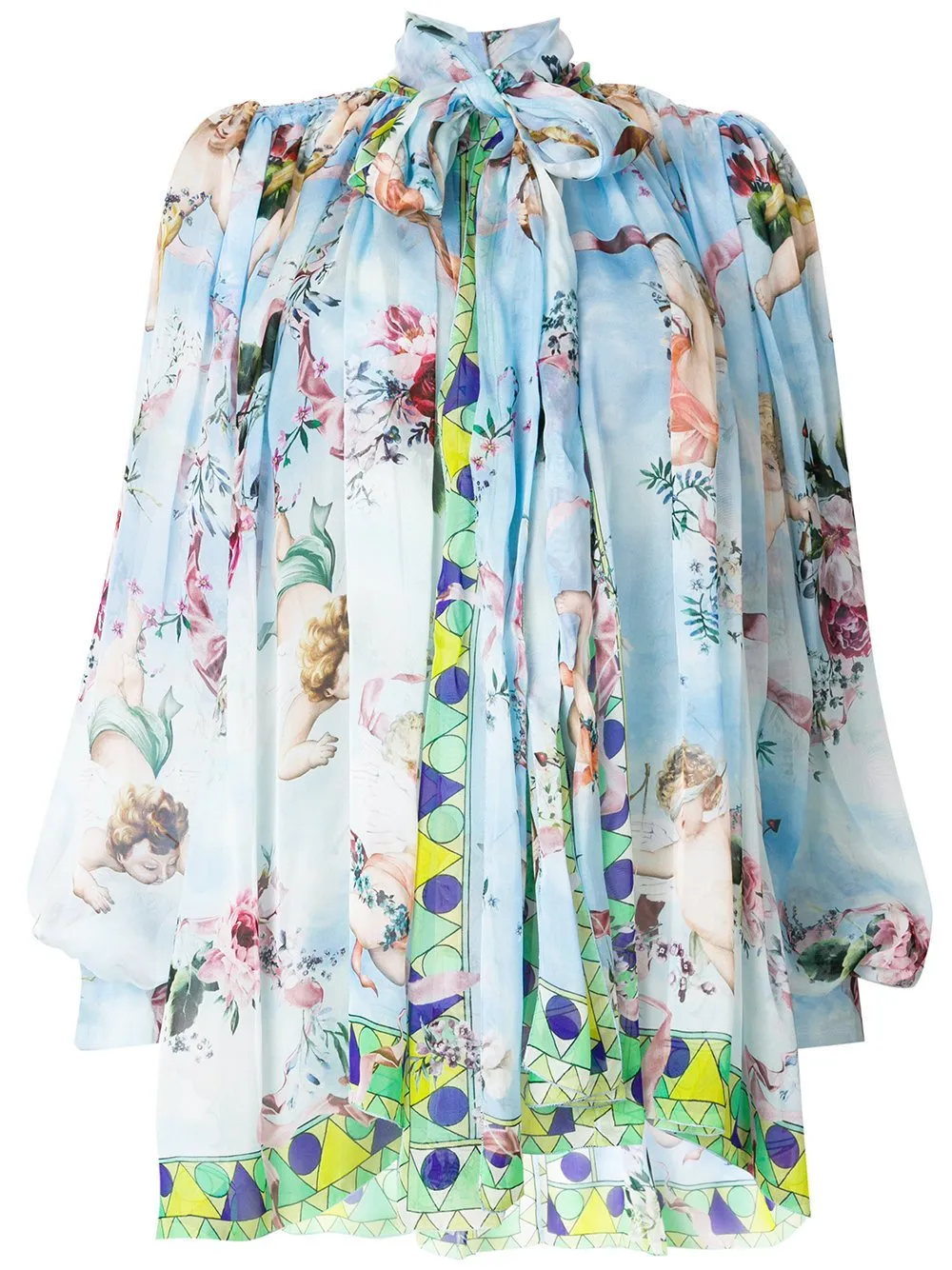 Cupid Print Chiffon Blouse