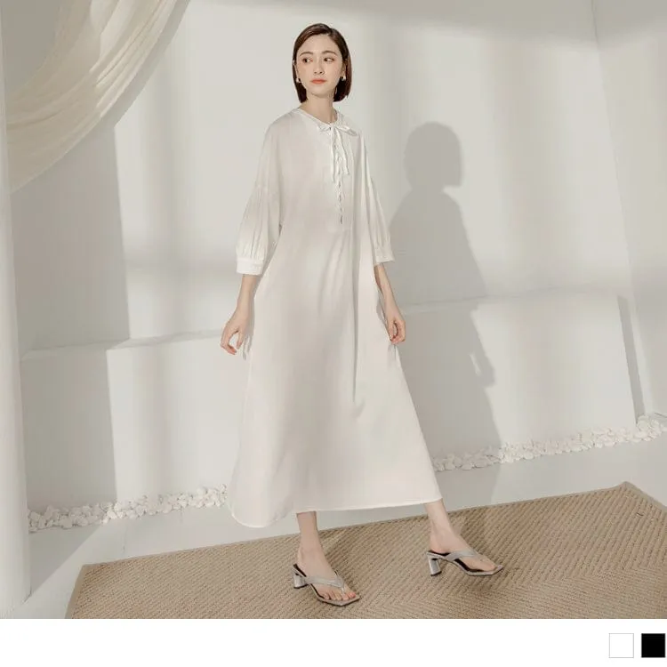 DROP SHOULDER H-LINE LONGLINE TUNIC MAXI DRESS
