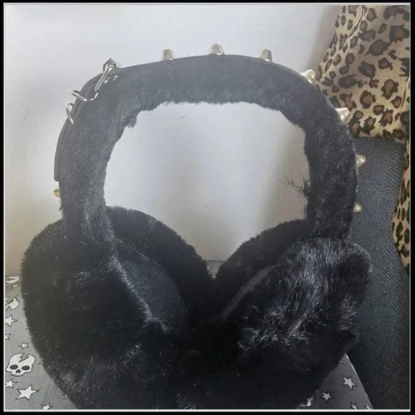 Fuzzy Spiked Earmuffs