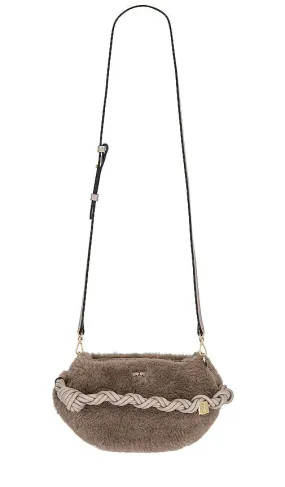 Ganni Bou Mini Faux Fur Bag in Grey