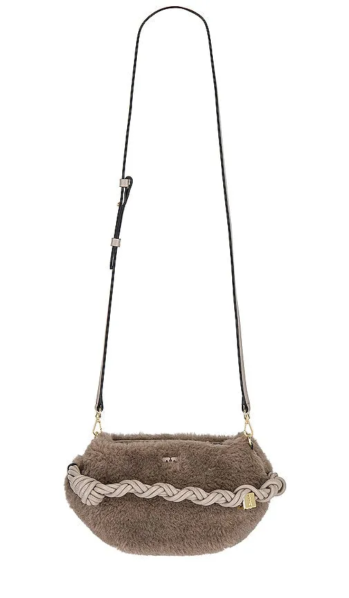 Ganni Bou Mini Faux Fur Bag in Grey