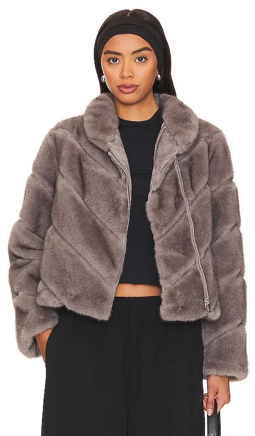 Generation Love Cici Faux Fur Jacket in Grey