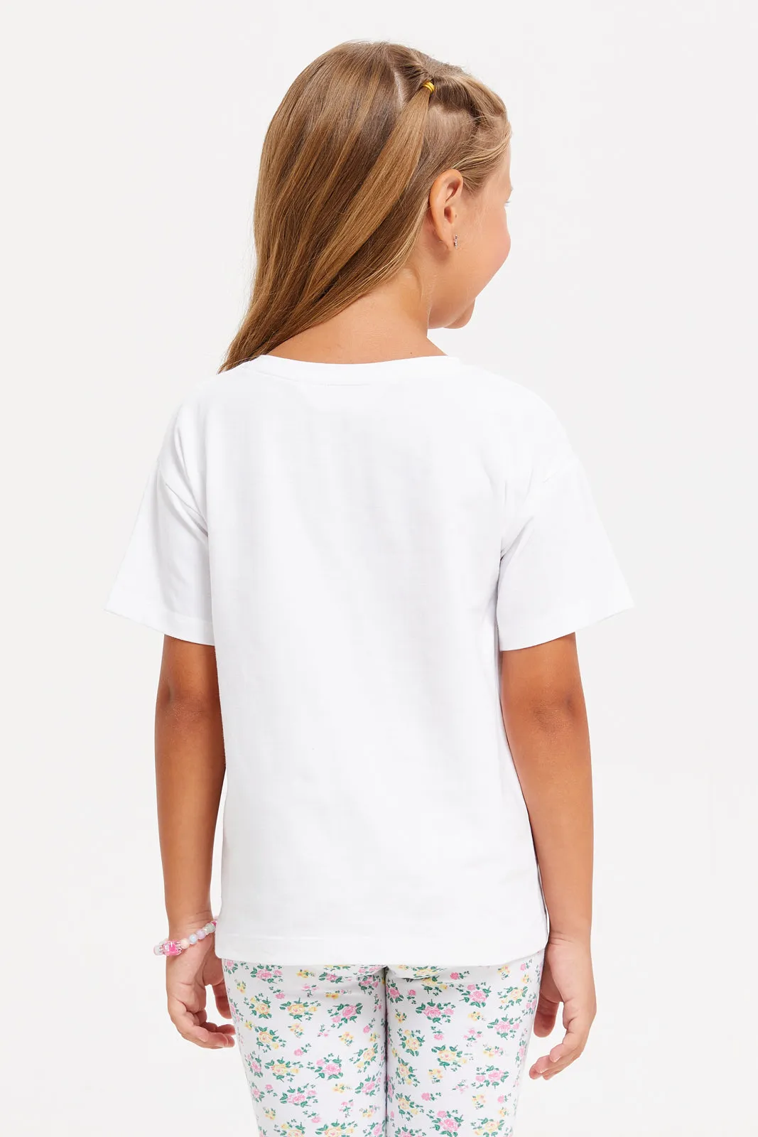 Girls White Embroidered T-Shirt