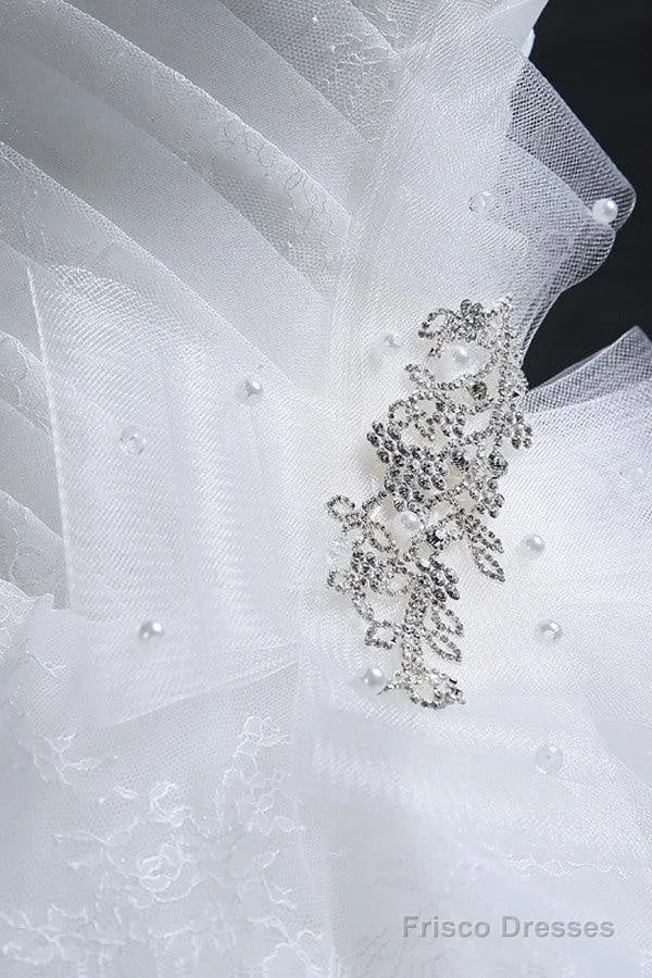 Glamorous Ball Gown Sweetheart Organza Wedding Dress With Lace