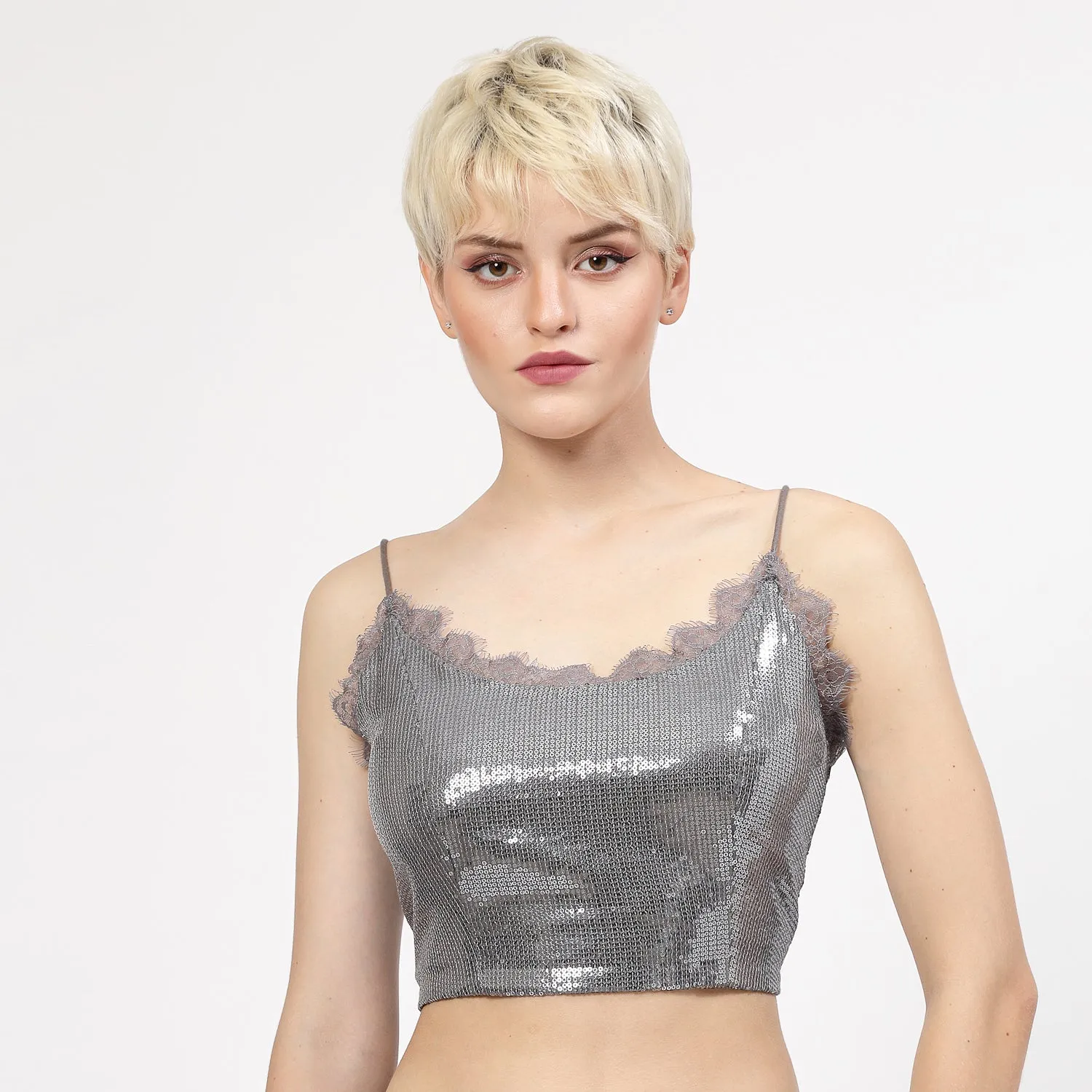 Grey Sequins Bustier