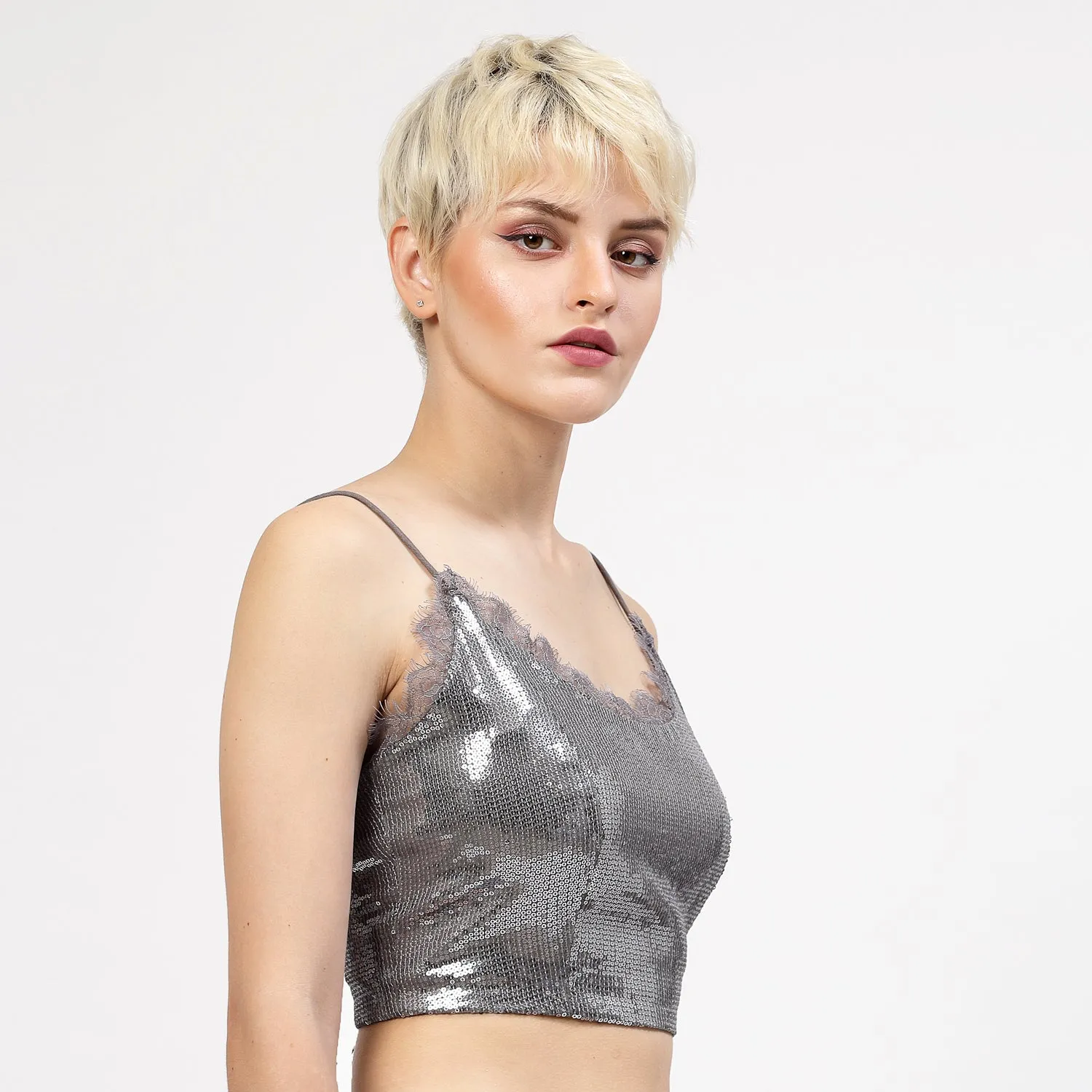 Grey Sequins Bustier