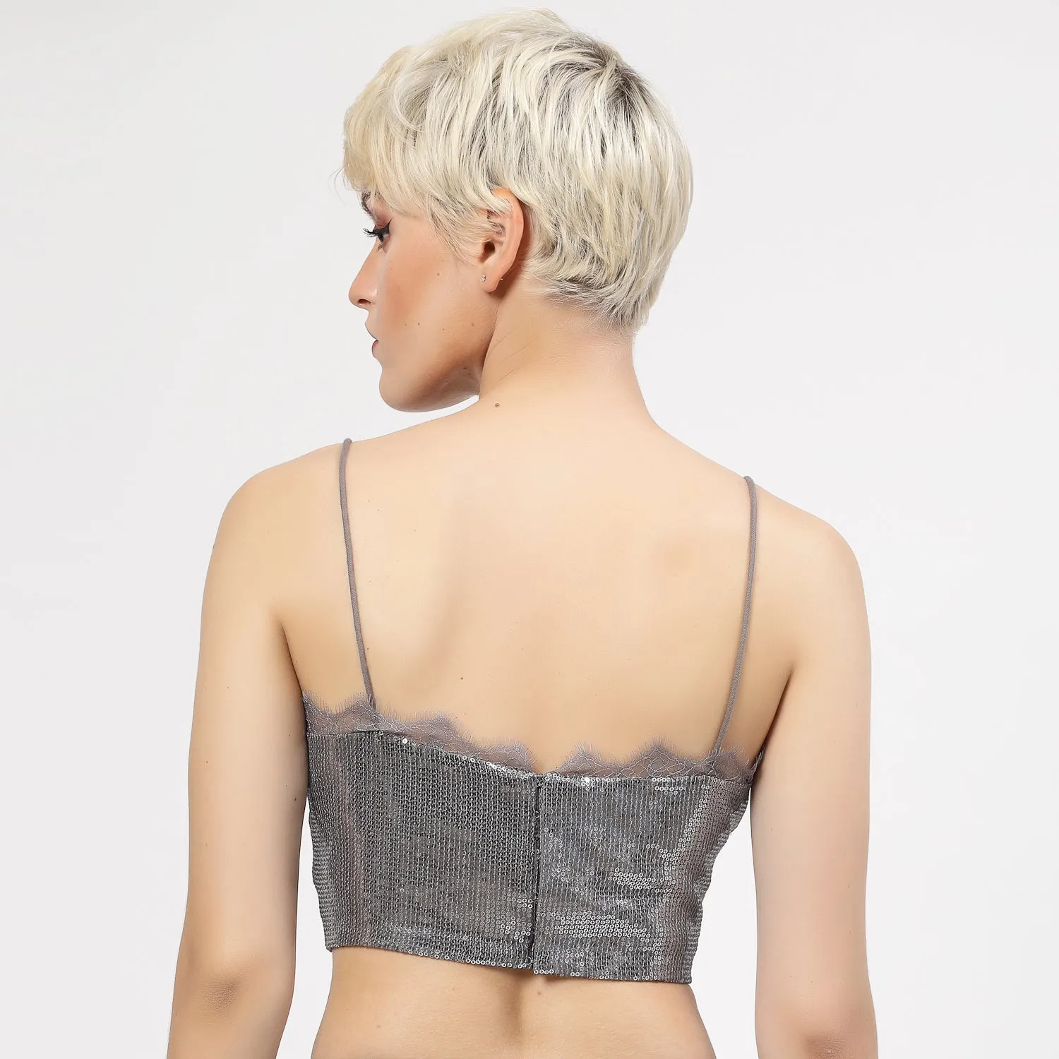 Grey Sequins Bustier
