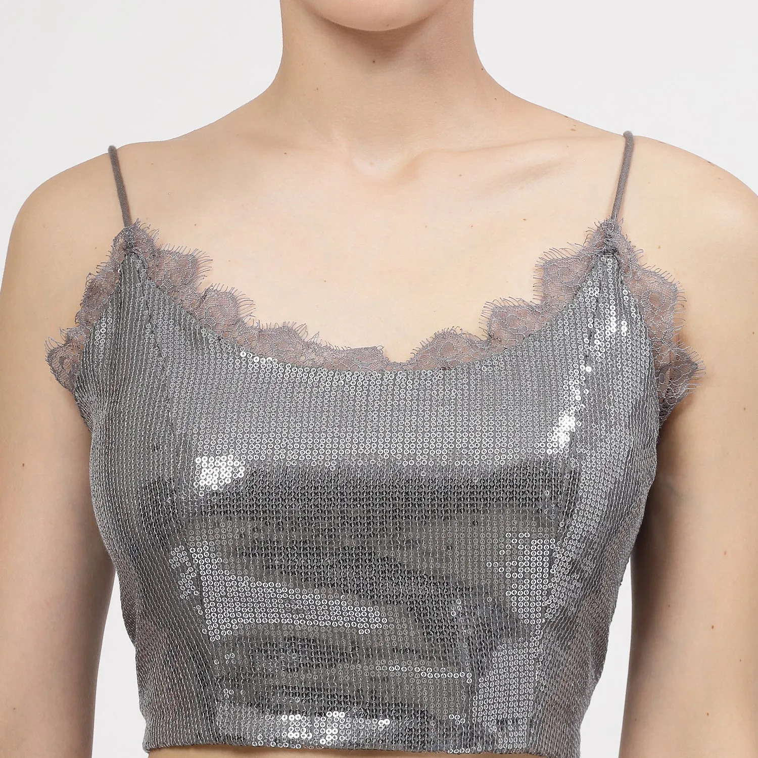 Grey Sequins Bustier