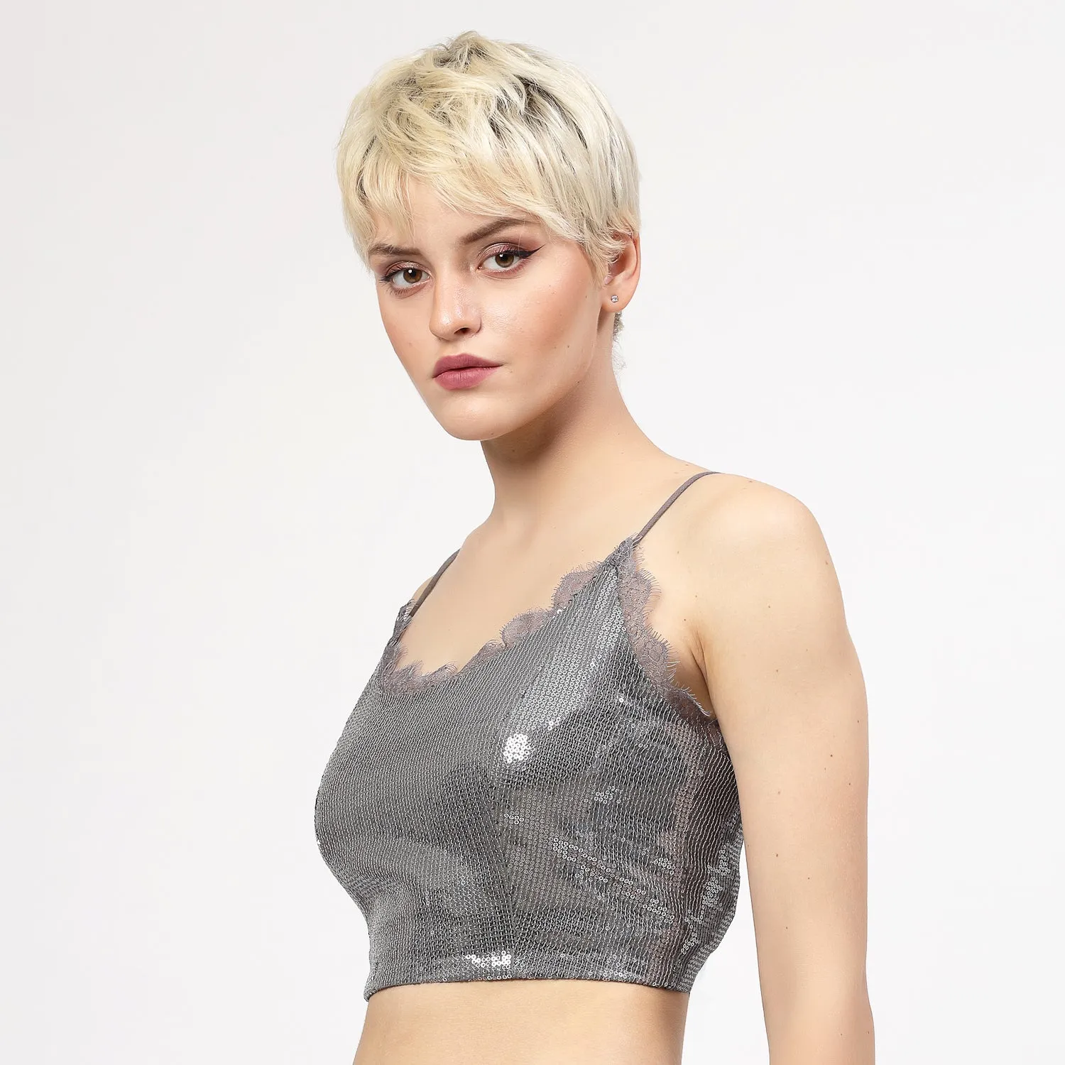 Grey Sequins Bustier