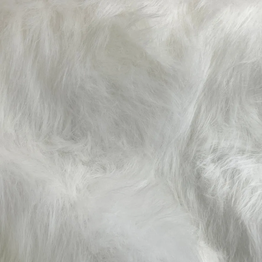 Long Pile Faux Fur Fabric 150cm Wide - White
