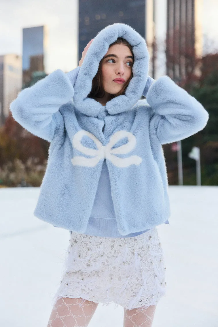 LoveShackFancy x MAX&MOI Maloa Faux Fur Bow Jacket