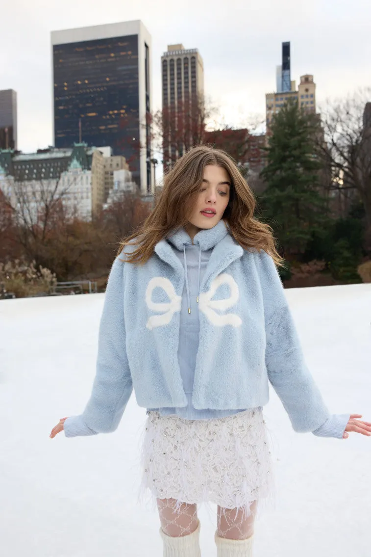 LoveShackFancy x MAX&MOI Maloa Faux Fur Bow Jacket