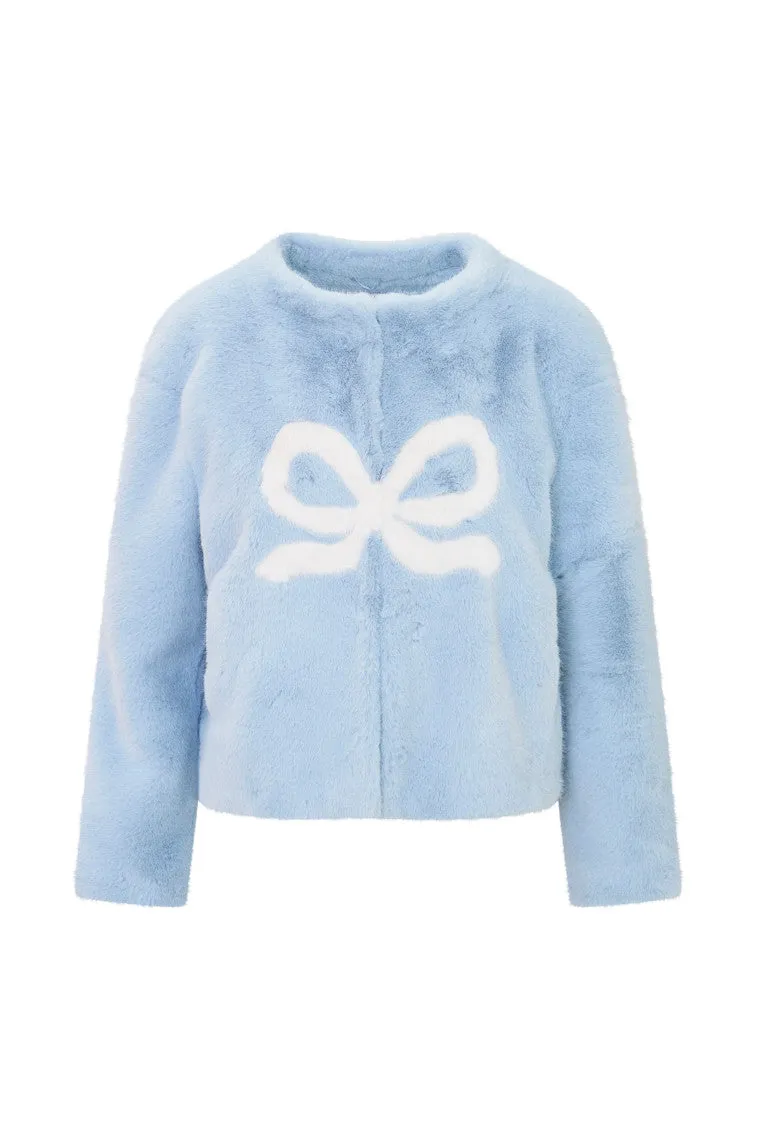 LoveShackFancy x MAX&MOI Maloa Faux Fur Bow Jacket