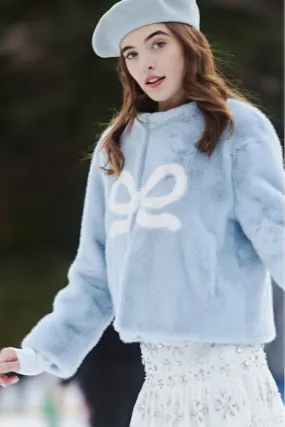 LoveShackFancy x MAX&MOI Maloa Faux Fur Bow Jacket