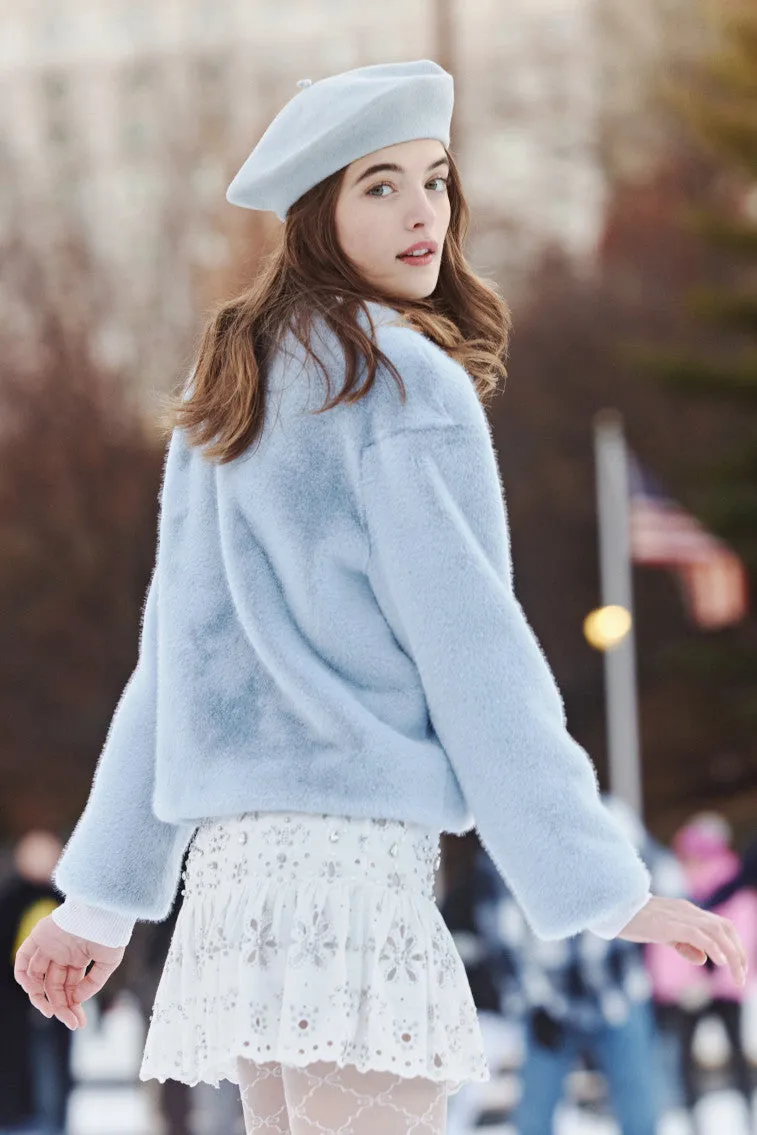 LoveShackFancy x MAX&MOI Maloa Faux Fur Bow Jacket