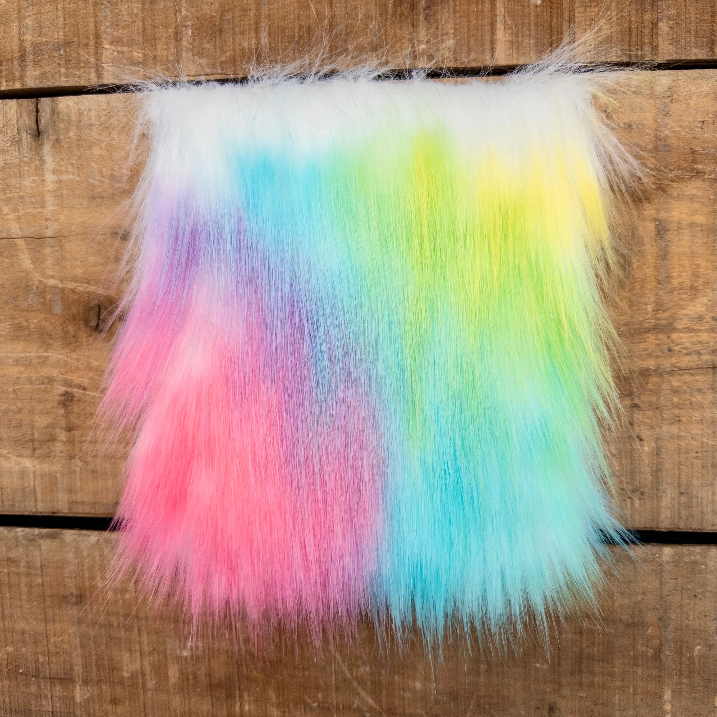 Rainbow Lux Faux Fur 5-inch Pre-cut Square