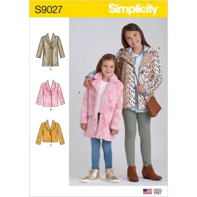 Simplicity Sewing Pattern S9027 Children's & Girls' Lined Coat