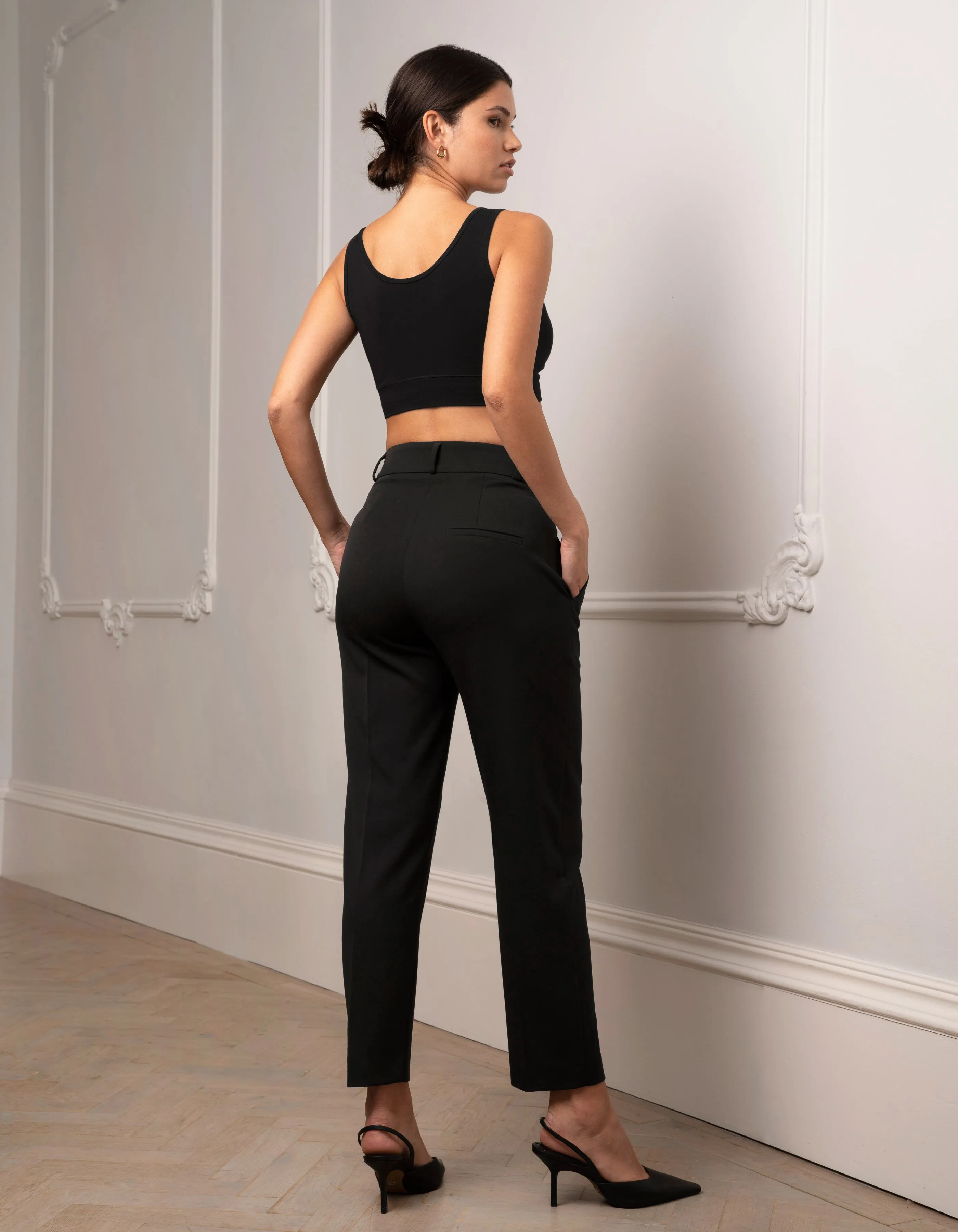 Tapered Under Bump Black Maternity Trousers