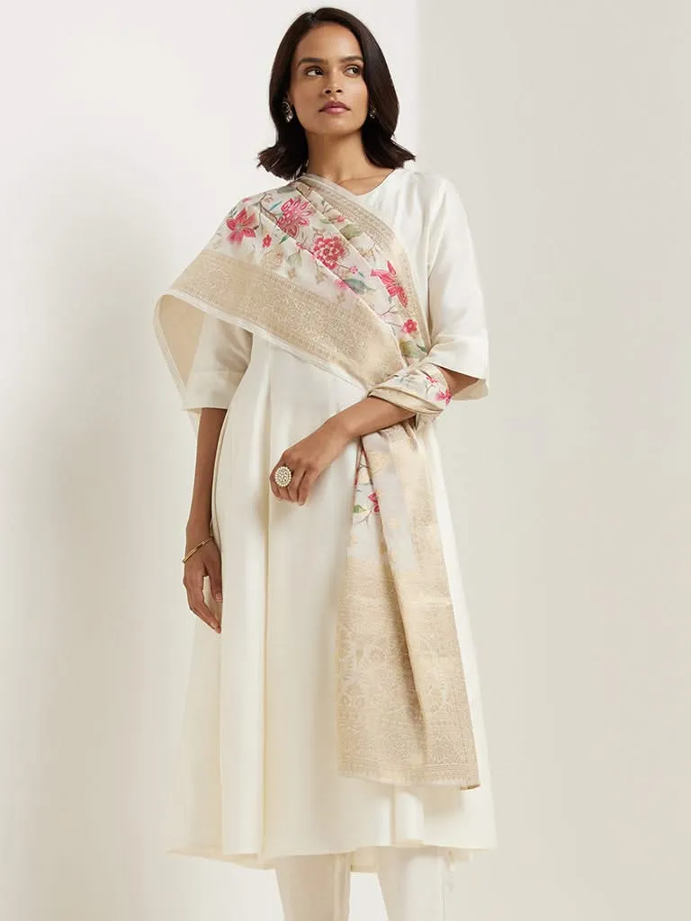 Vark Ivory Kurta, Palazzos & Dupatta Set