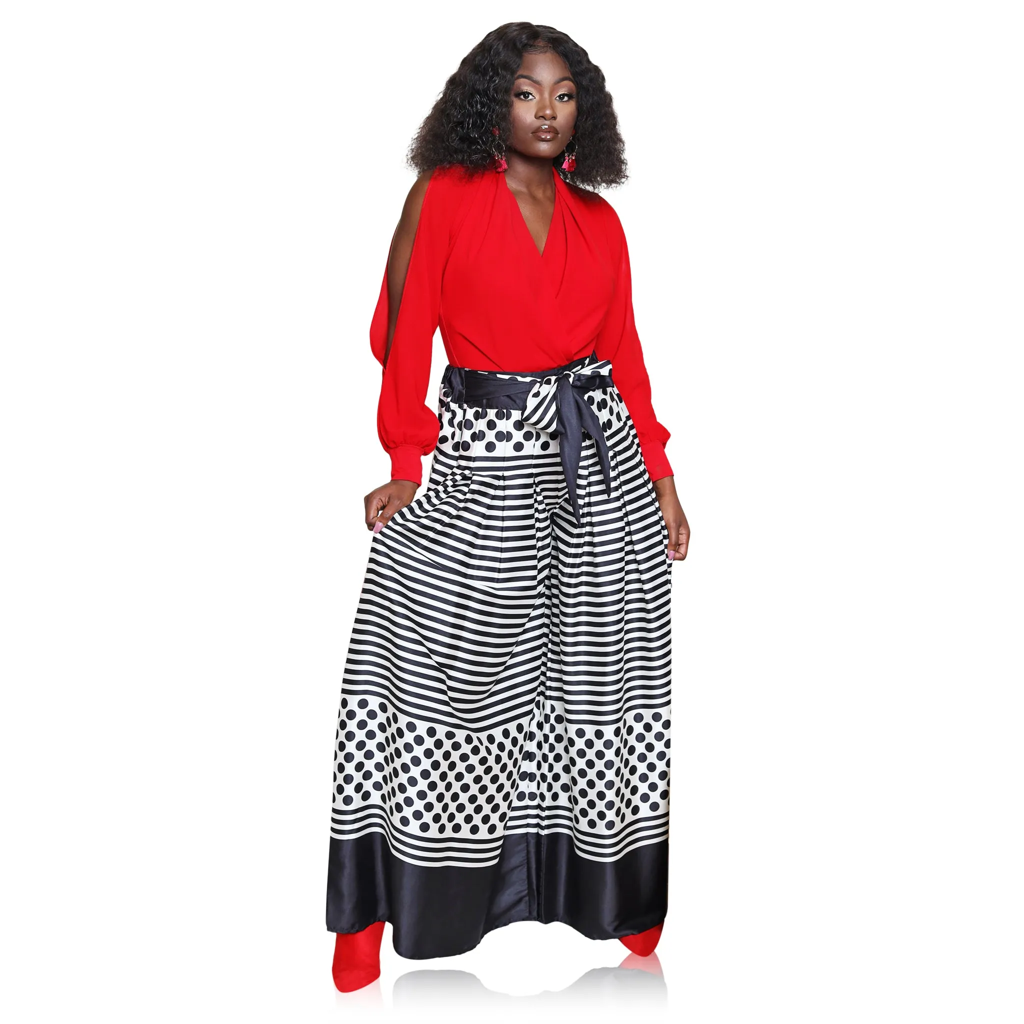Wide leg black and white pants