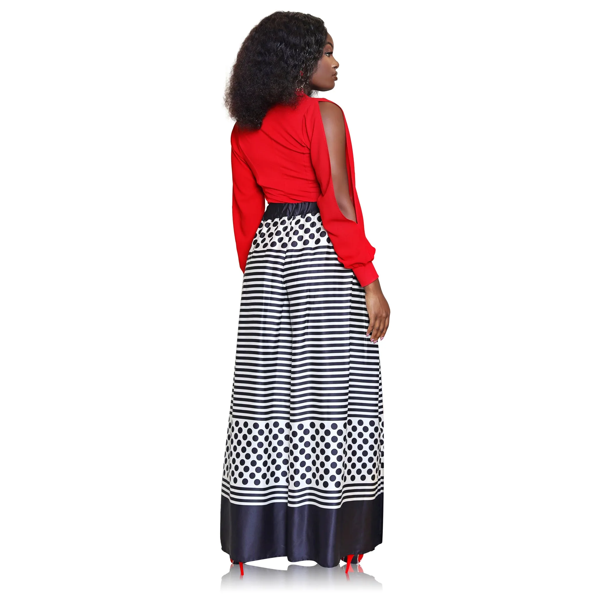 Wide leg black and white pants